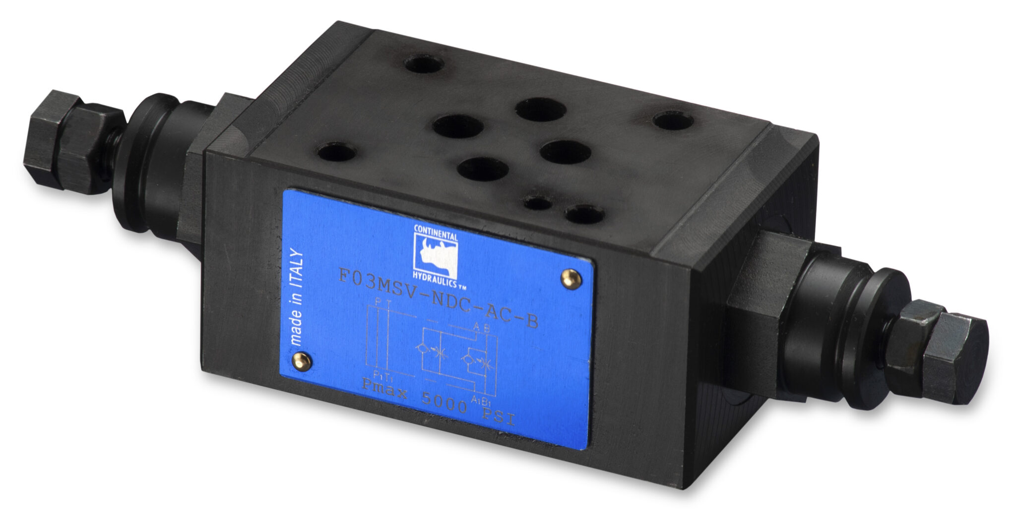 F03MSV-NDC flow control valve product; white background