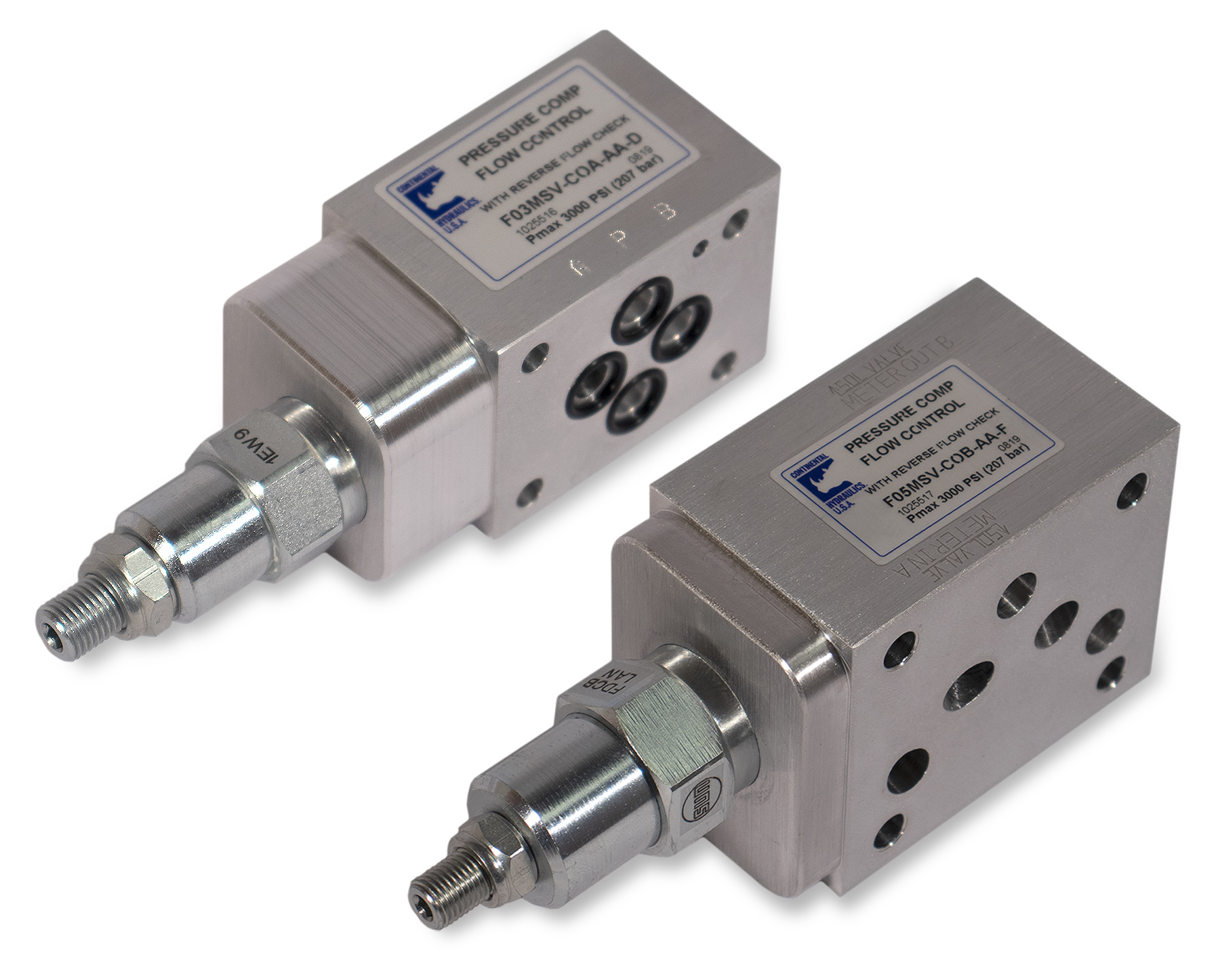 F03 and F05MSV-C F03 and F05MSV-C flow control valves; white background