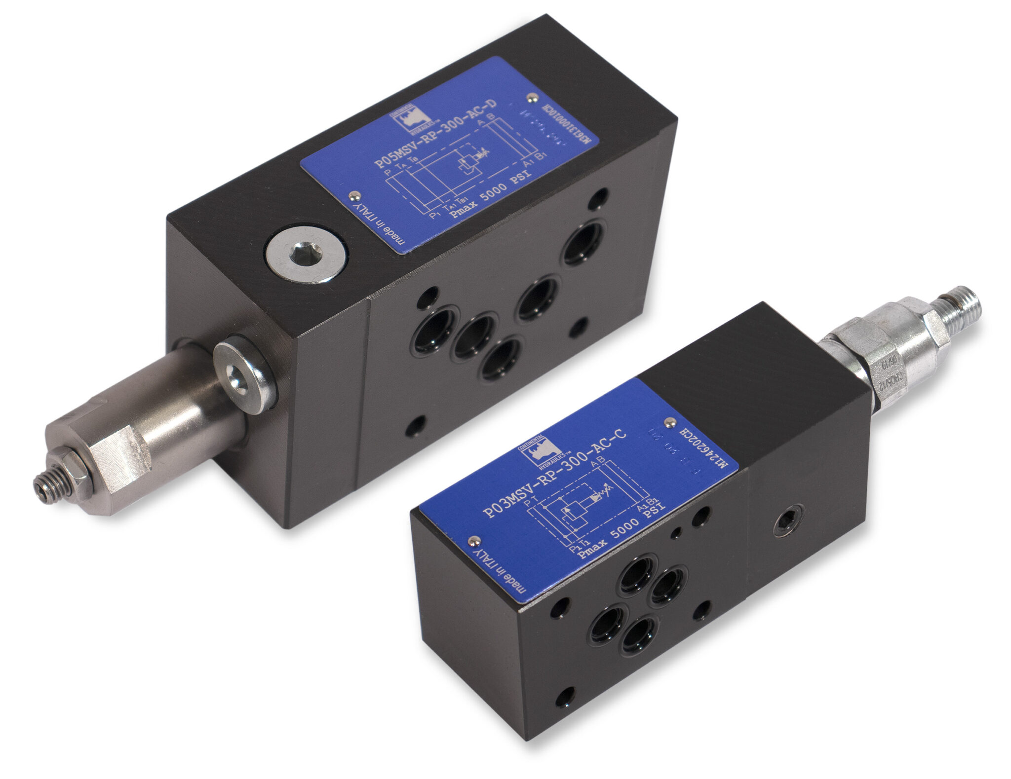 P03andP05MSV-RP P03 and P05MSV-RP pressure control valve products; white background