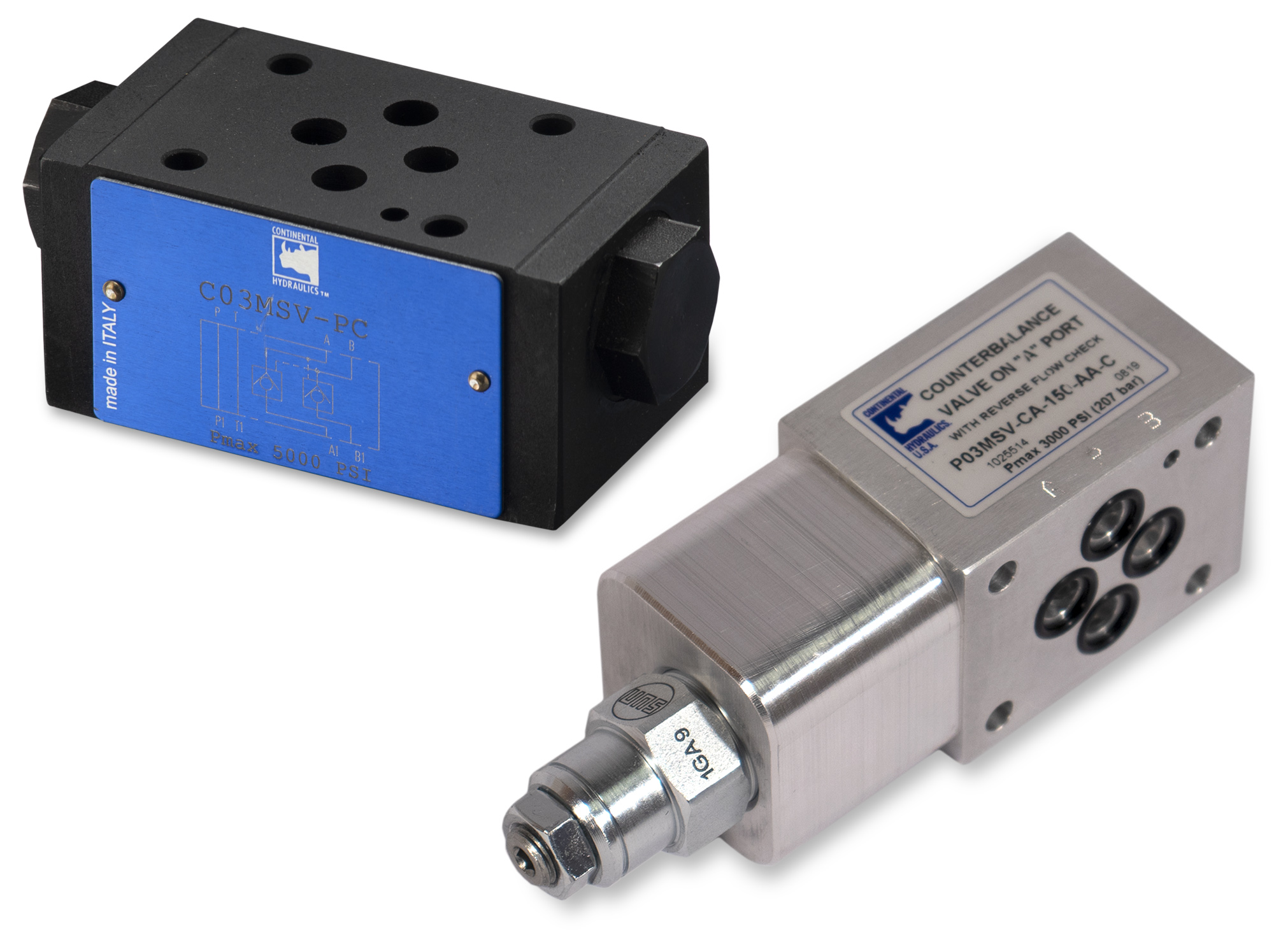 P03MSV-C and P03MSV C modular stack valve products; white background