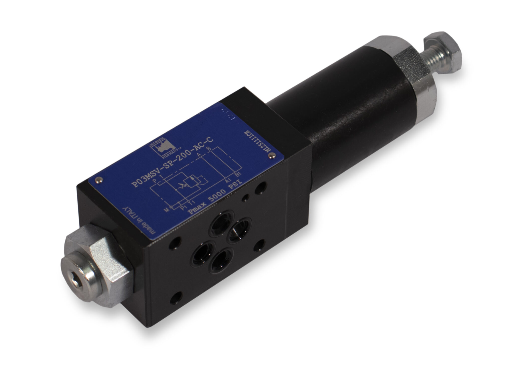 P03MSV-SP-200-AC-C pressure control valve product; white background