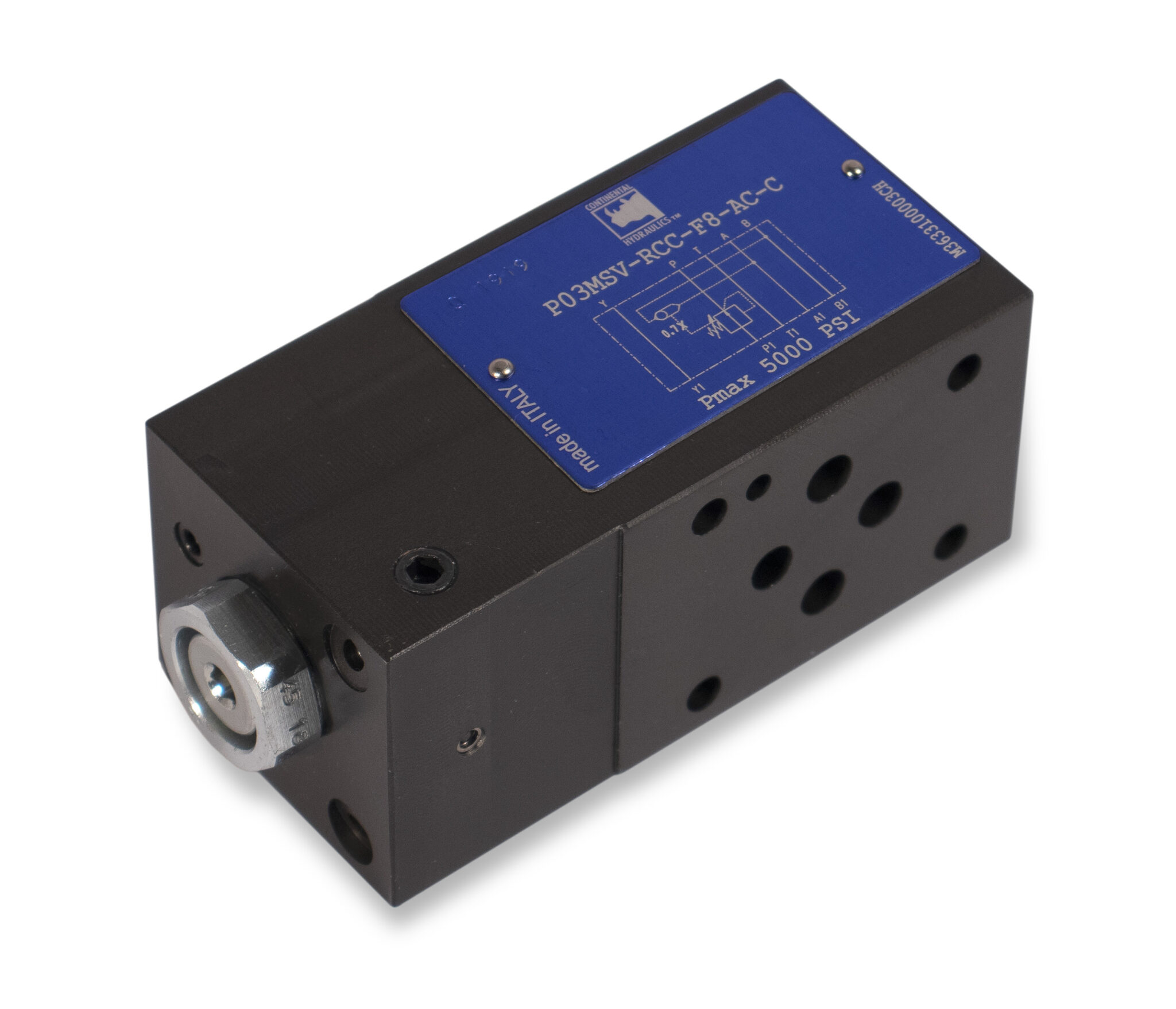 P03MSV-RCC-F8-AC-C flow control valve product; white background