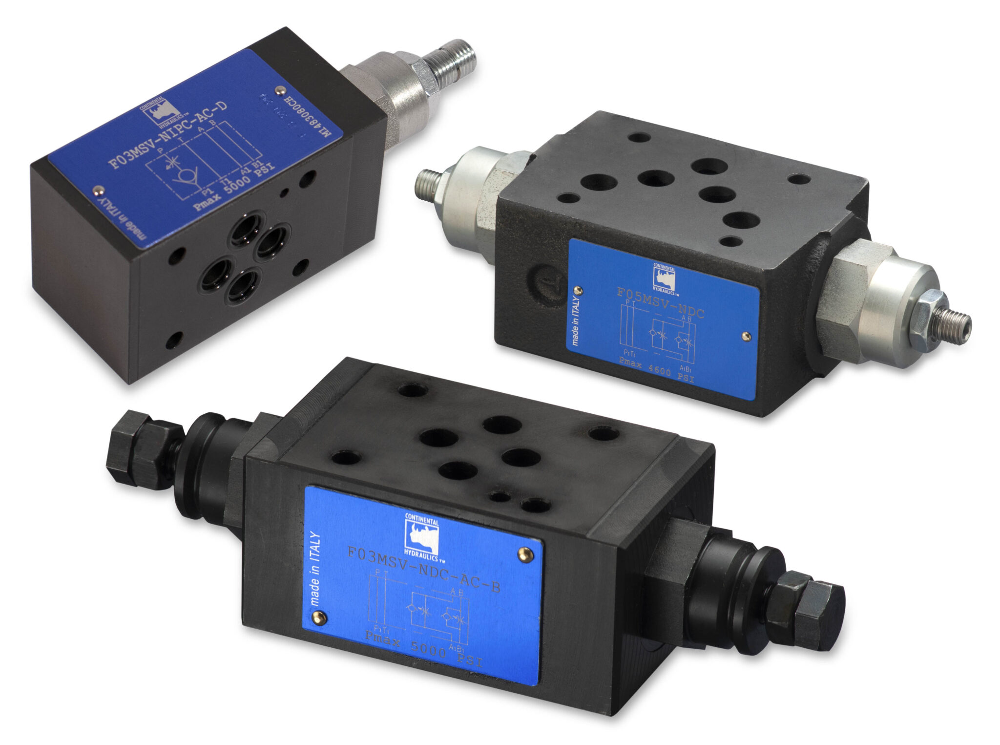 Flow control group Flow control valve product group; white background