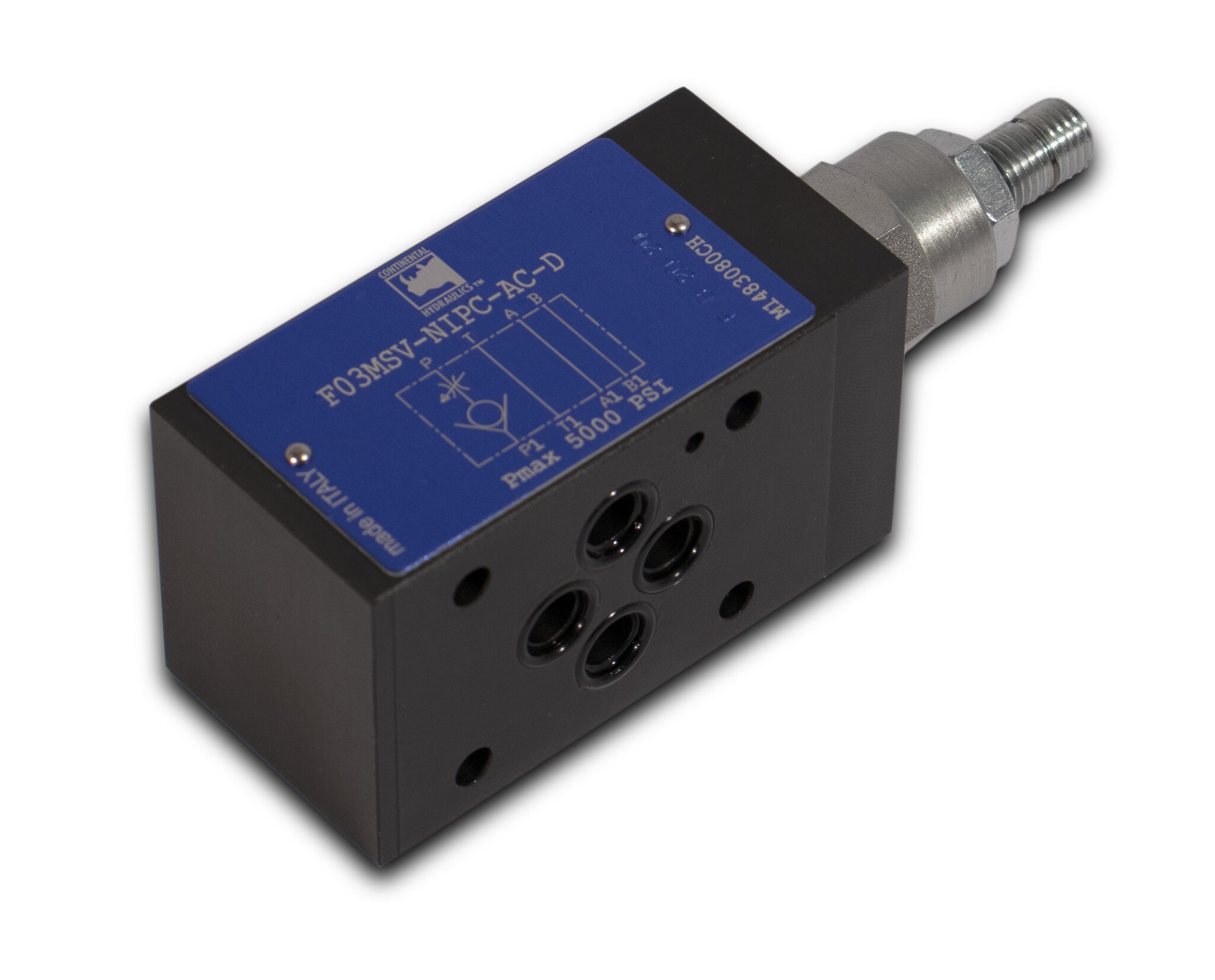 F03MSV-NIPC-AC-D flow control valve product; white background
